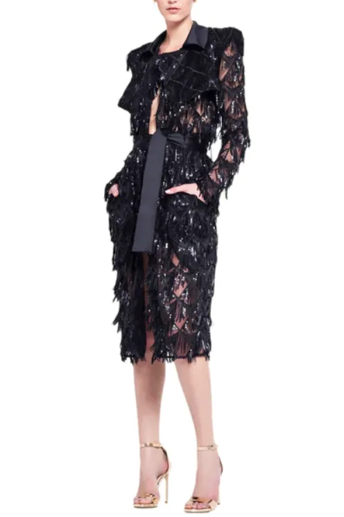 Zhivago Martinez  Waterfall sequin Trench Coat